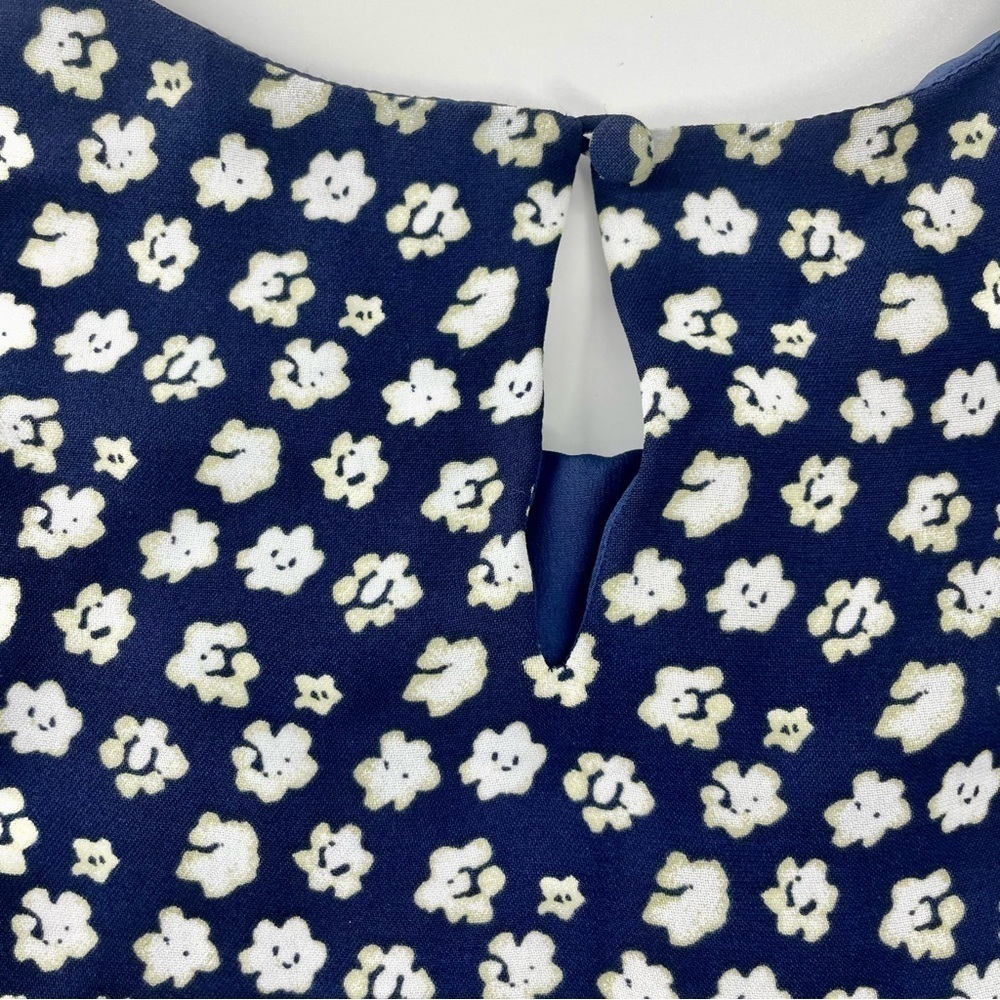 J Crew Blurred Floral Tiered Short Sleeve Navy Blue Dress Ditzy‎ Floral A1380 - Picture 12 of 14